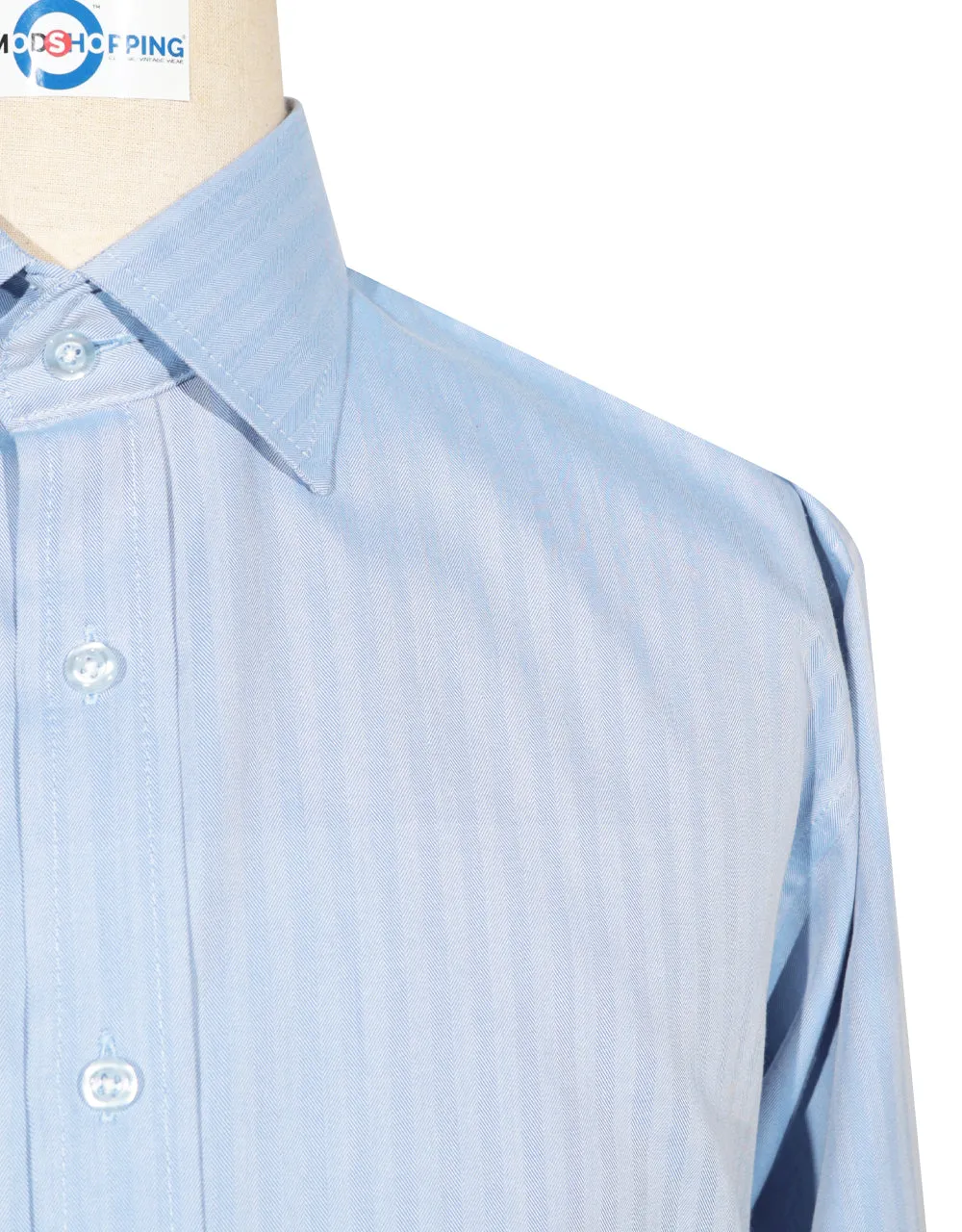 Spread Collar Shirt - Purple Herringbone Spread Collar Shirts