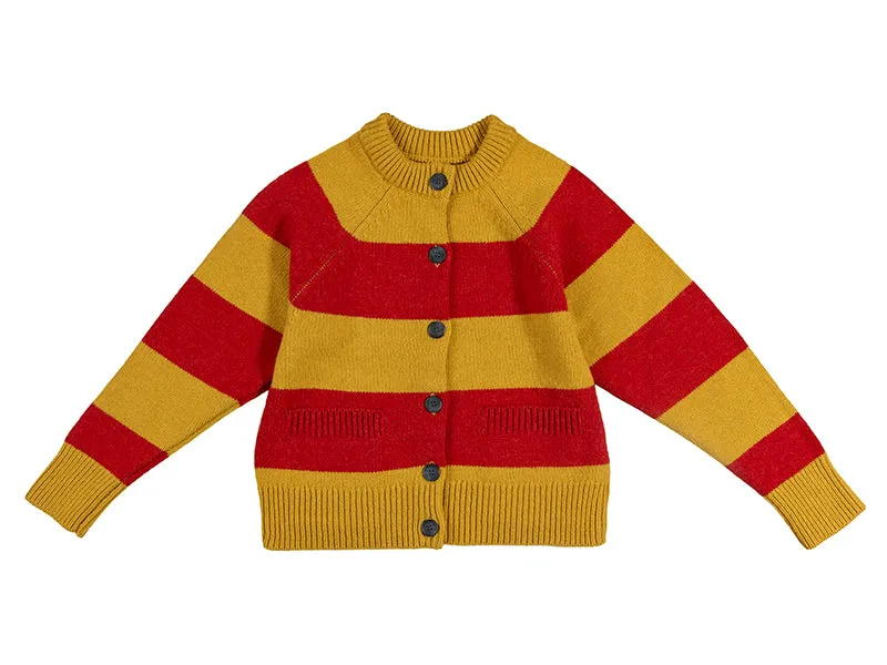 Stripe Cardigan Old Gold & Brandy