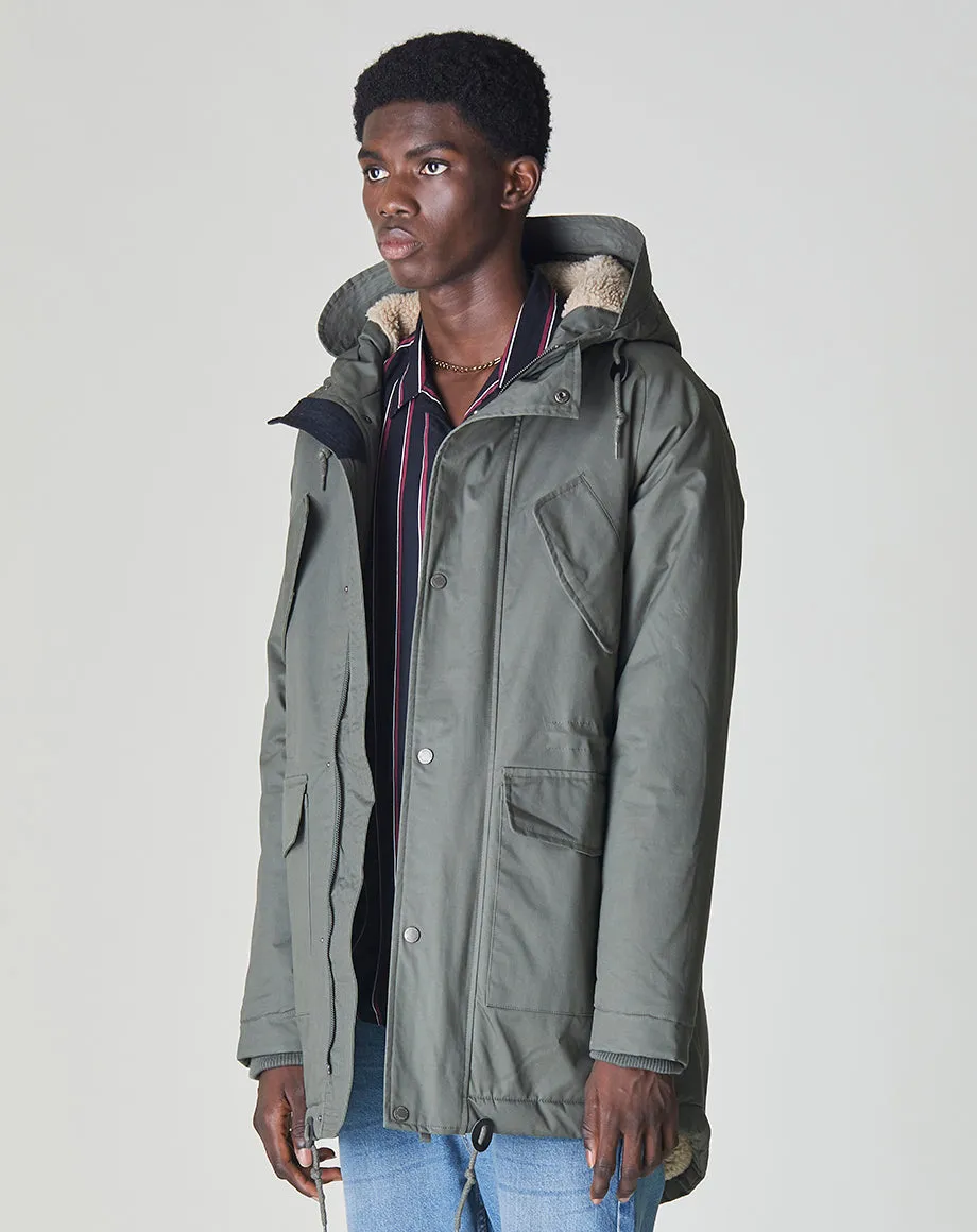 TOMRA OVERSIZED SHERPA LINED MENS PARKA | DARK KHAKI