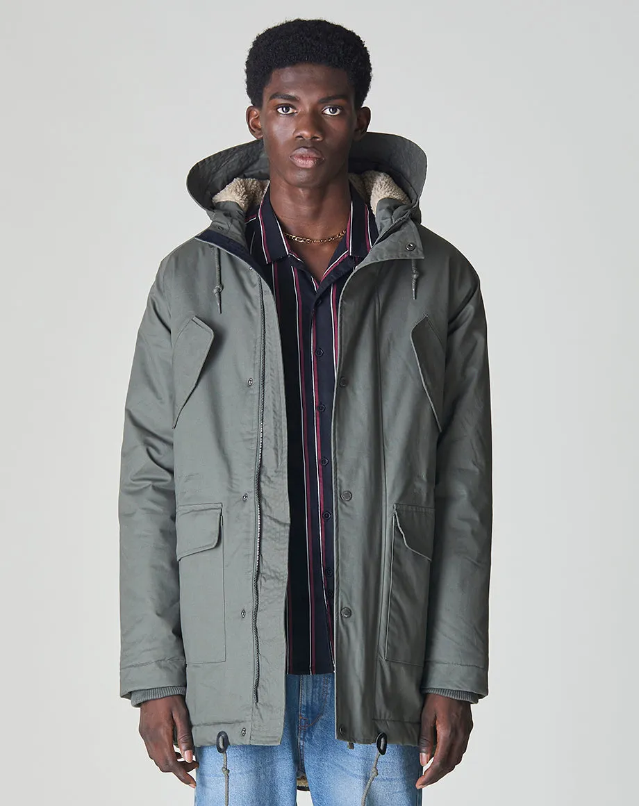 TOMRA OVERSIZED SHERPA LINED MENS PARKA | DARK KHAKI