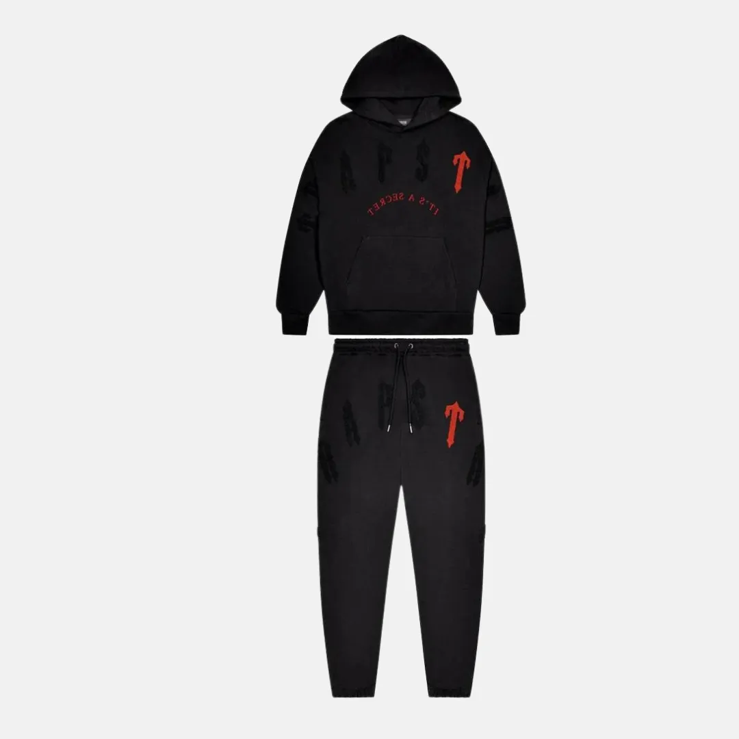 Trapstar Irongate Arch Chenille 2.0 Hooded Tracksuit - Black/Red