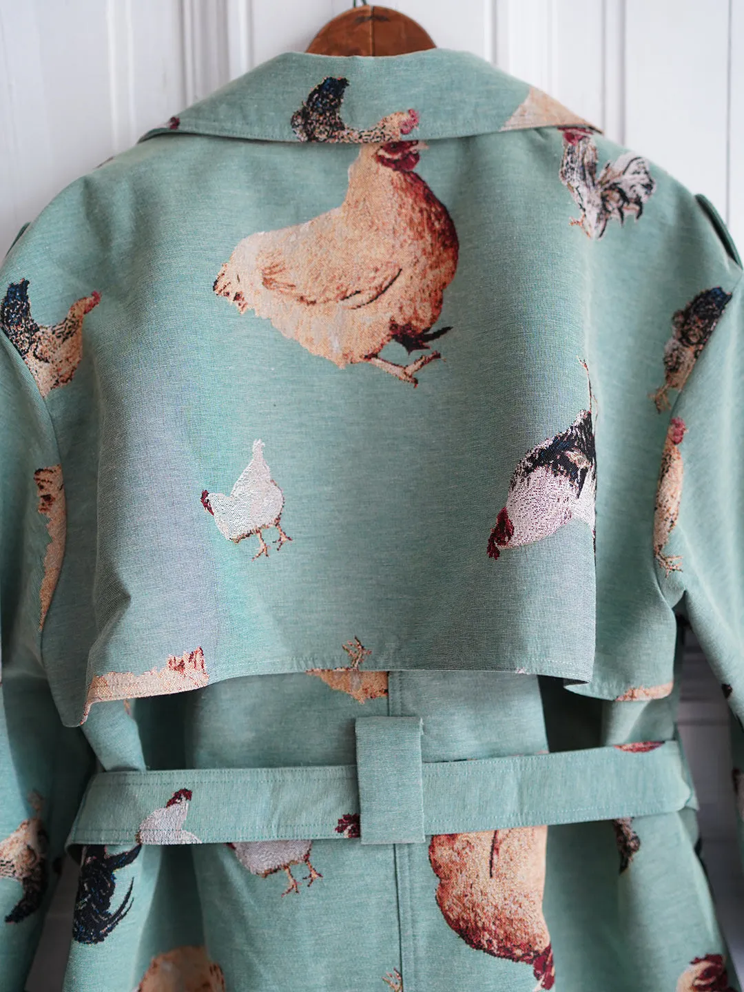 Unlogical Poem Cottage Style Hen Yarn-dyed Fabric Trench Coat