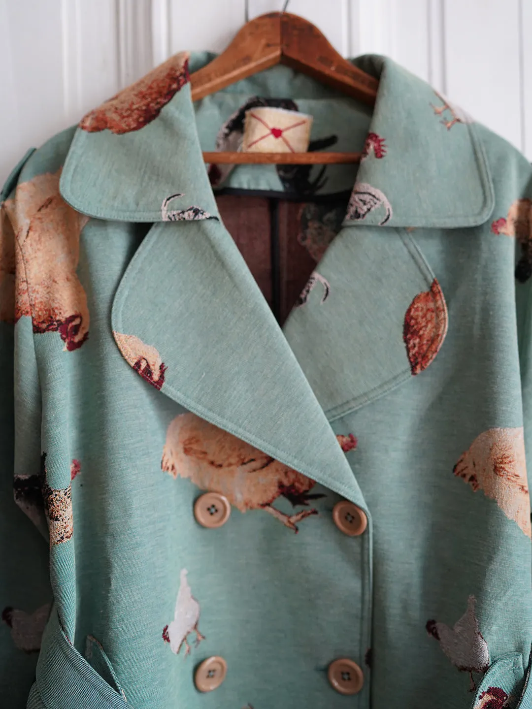 Unlogical Poem Cottage Style Hen Yarn-dyed Fabric Trench Coat