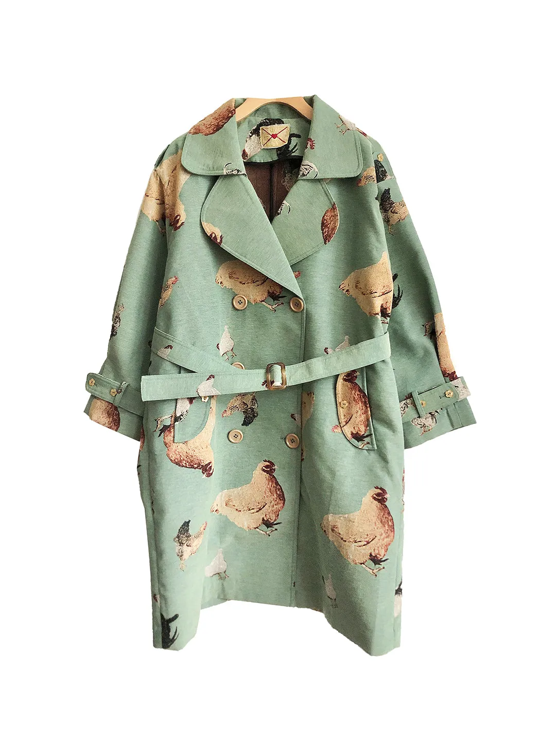 Unlogical Poem Cottage Style Hen Yarn-dyed Fabric Trench Coat