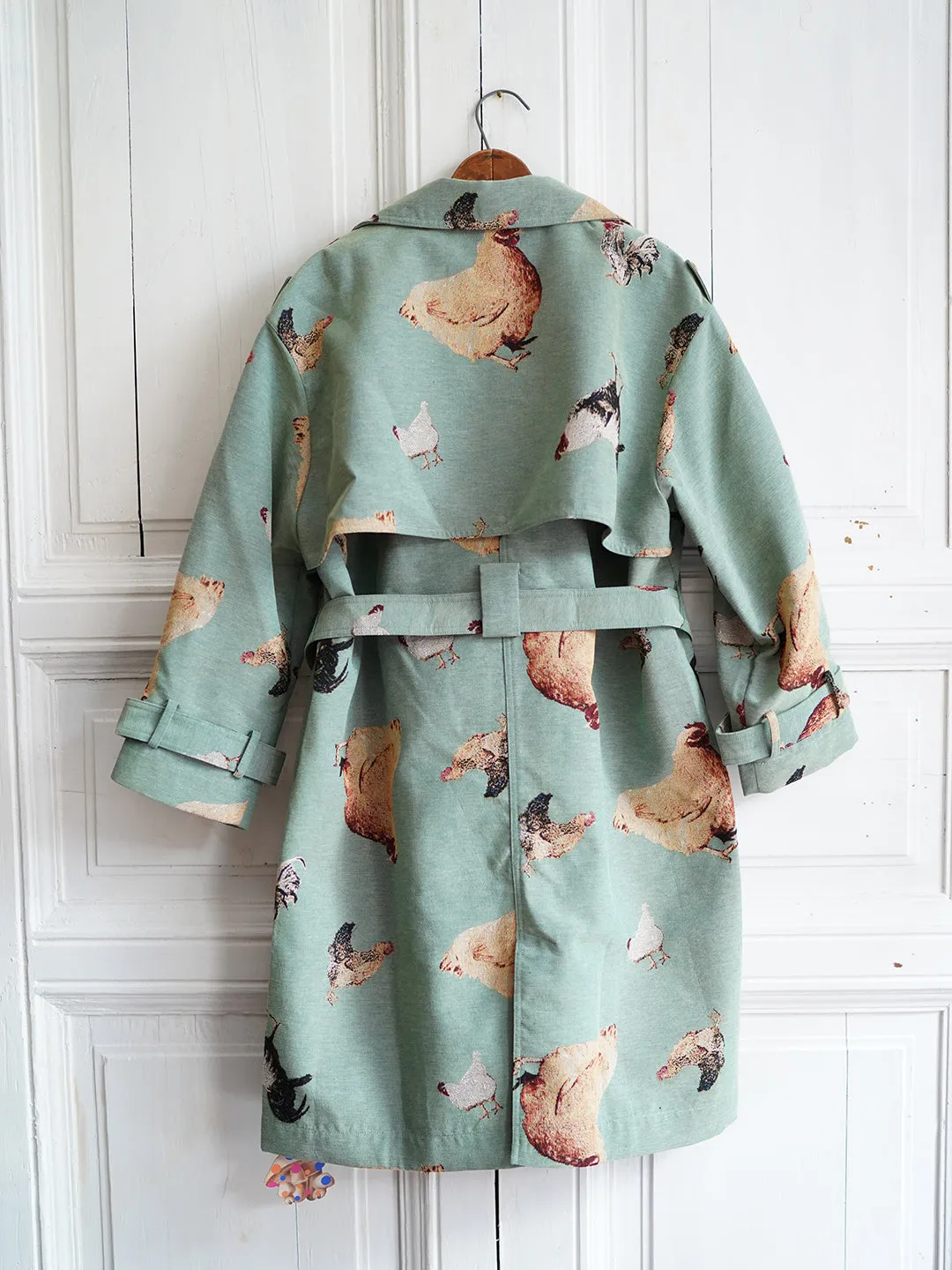 Unlogical Poem Cottage Style Hen Yarn-dyed Fabric Trench Coat