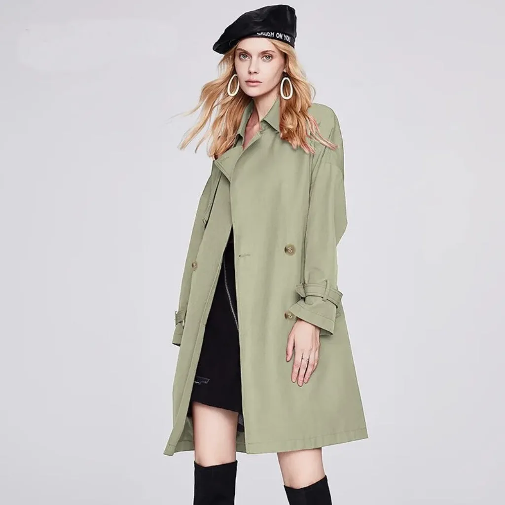 Windbreaker Double-breasted Long Casual Trench Jacket