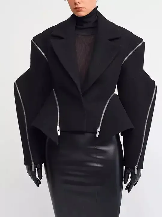 Women’s Boxy Sculptured Zip-Detail Jacket