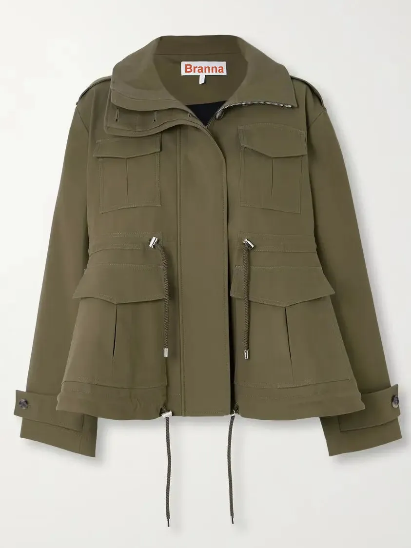 Women’s Cotton Twill Parka Jacket in Military Green