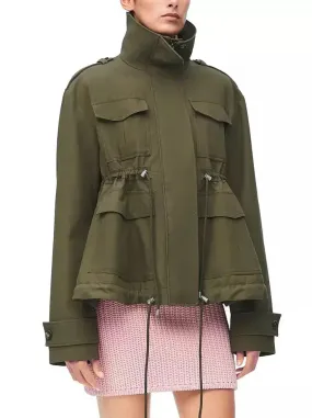 Women’s Cotton Twill Parka Jacket in Military Green