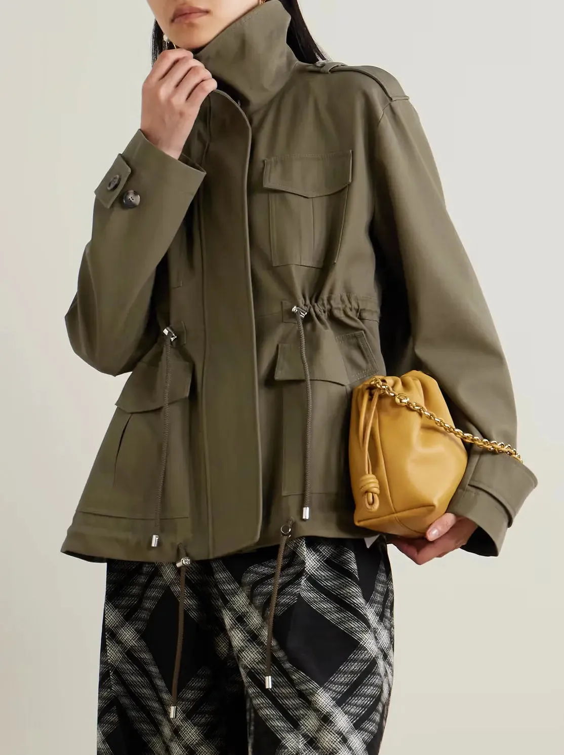 Women’s Cotton Twill Parka Jacket in Military Green