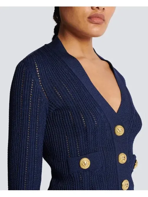 Women’s Cropped Knit Cardigan in Navy