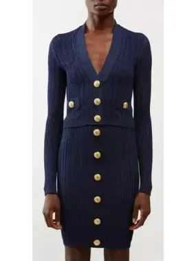 Women’s Cropped Knit Cardigan in Navy