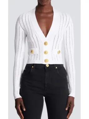 Women’s Cropped Knit Cardigan in White