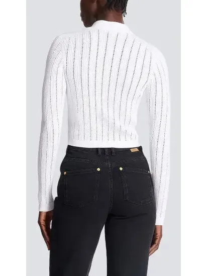 Women’s Cropped Knit Cardigan in White