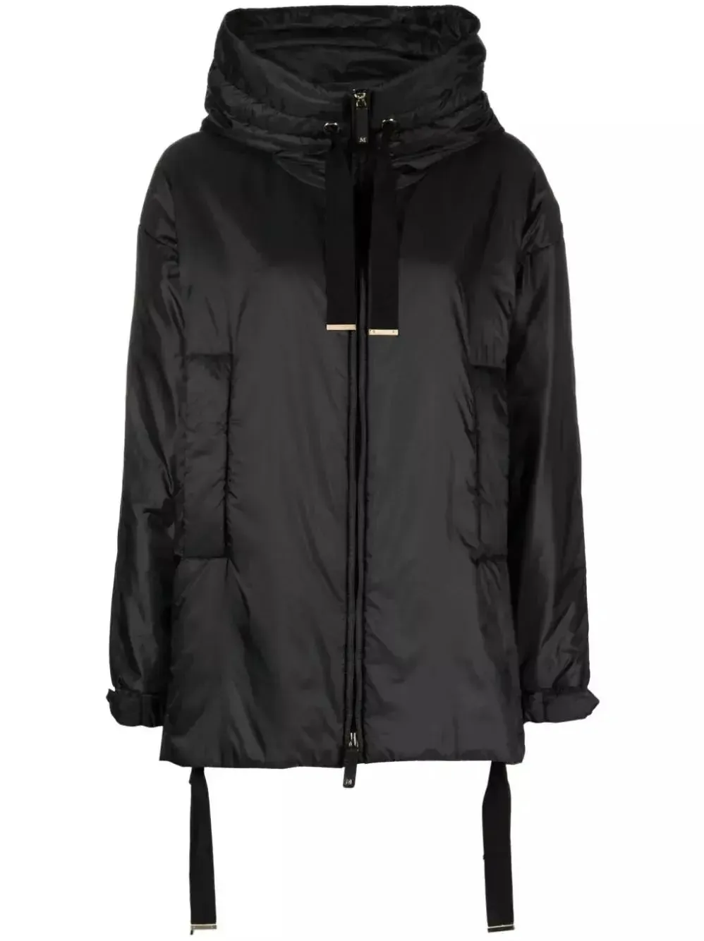 Women’s Drawstring Hooded Padded Jacket in Black