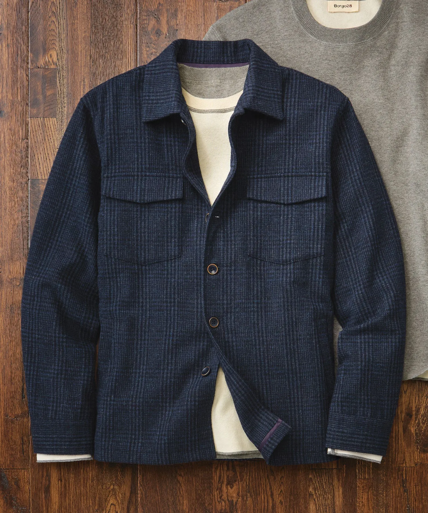 Wool Button-Front Plaid Jacket