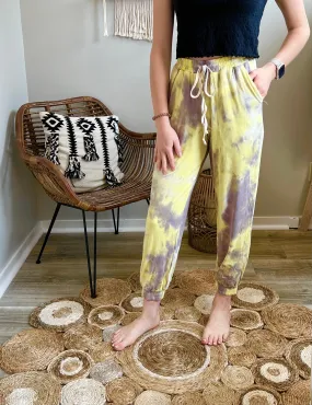 Yellow tie-dye pants